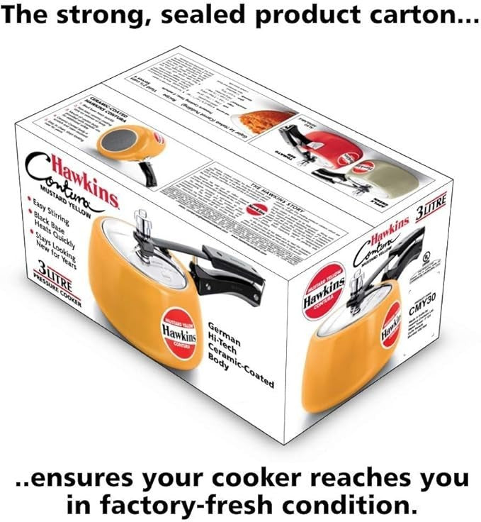 Hawkins Ceramic CMY30 Coated Contura Pressure Cooker, 3 L, Mustard Yellow